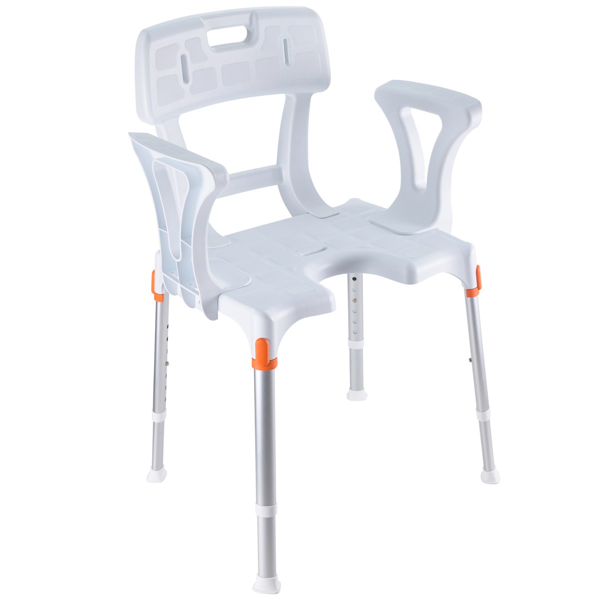 Silla de ducha ligerea en U con apoyabrazos y respaldo